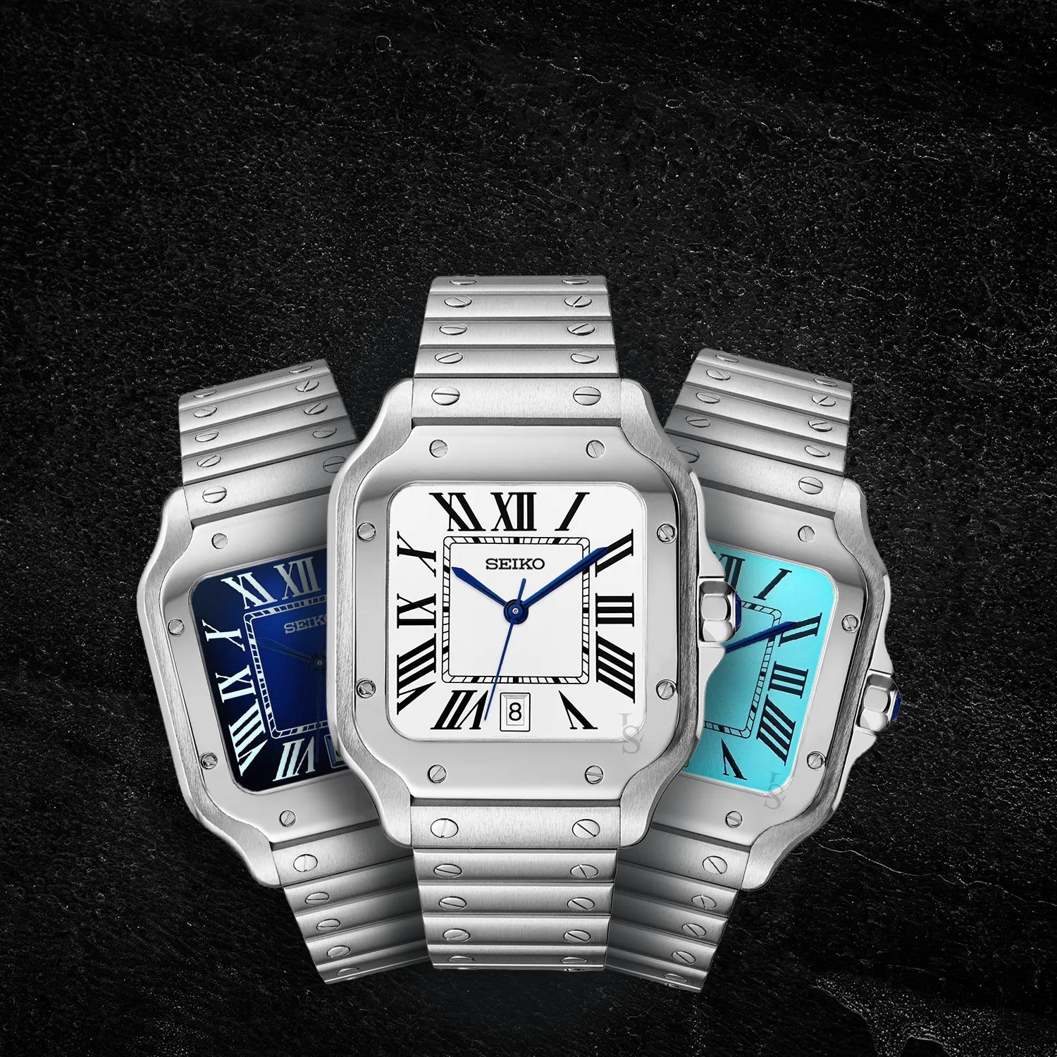 Collection de montres SeikoMod modèle Santos – Design classique et carré inspiré de Cartier