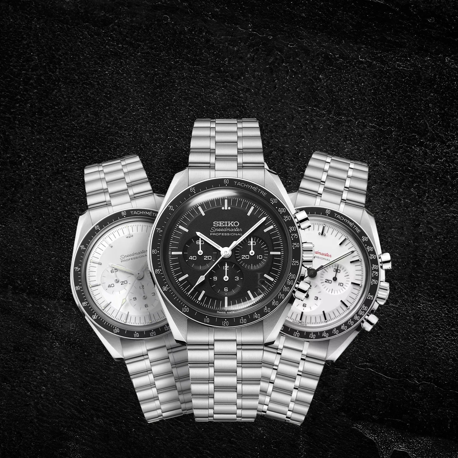 Collection de montres seiko mod Speedmaster au design inspiré de la légendaire Omega Speedmaster