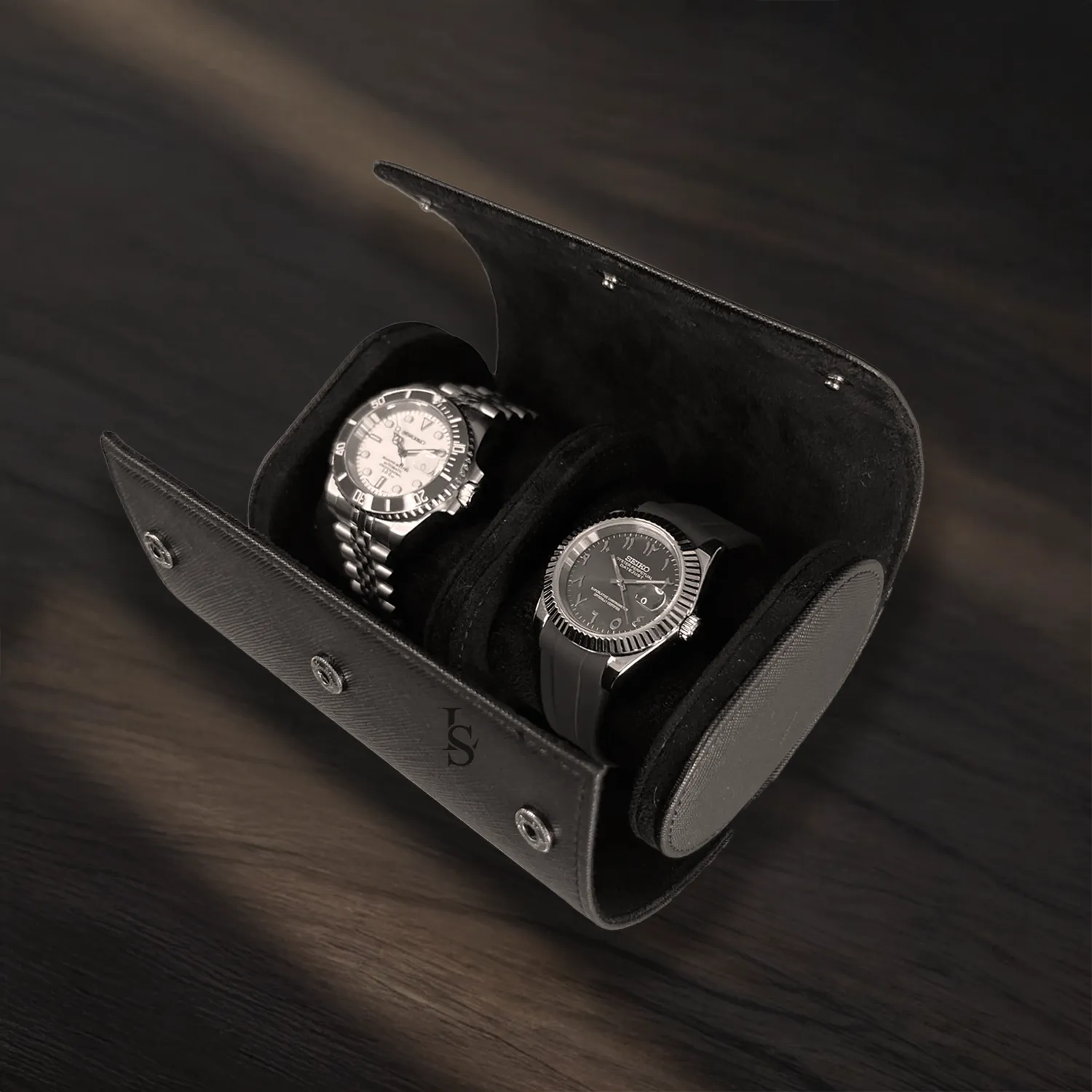 Étui de montre double en Cuir