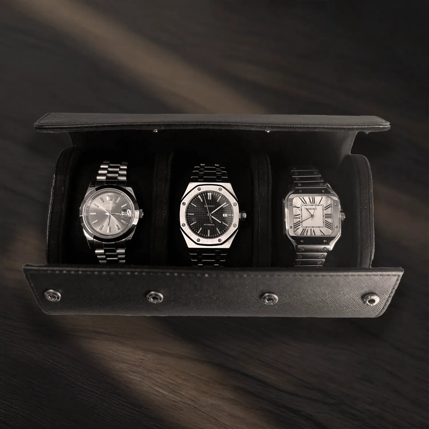 Étui de montre triple en Cuir