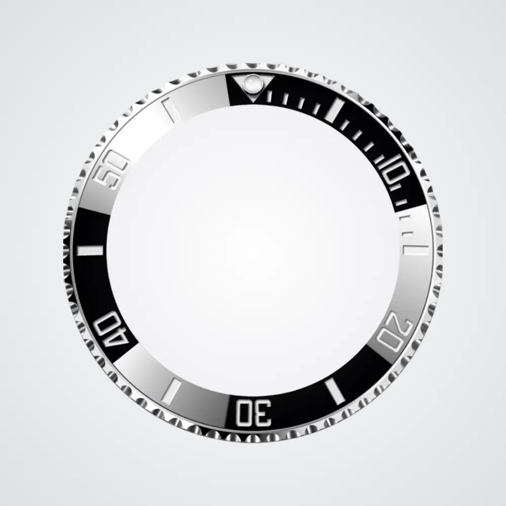 Lunette crantée en céramique de la SeikoMod Marine Master avec graduations de 60 minutes pour la plongée