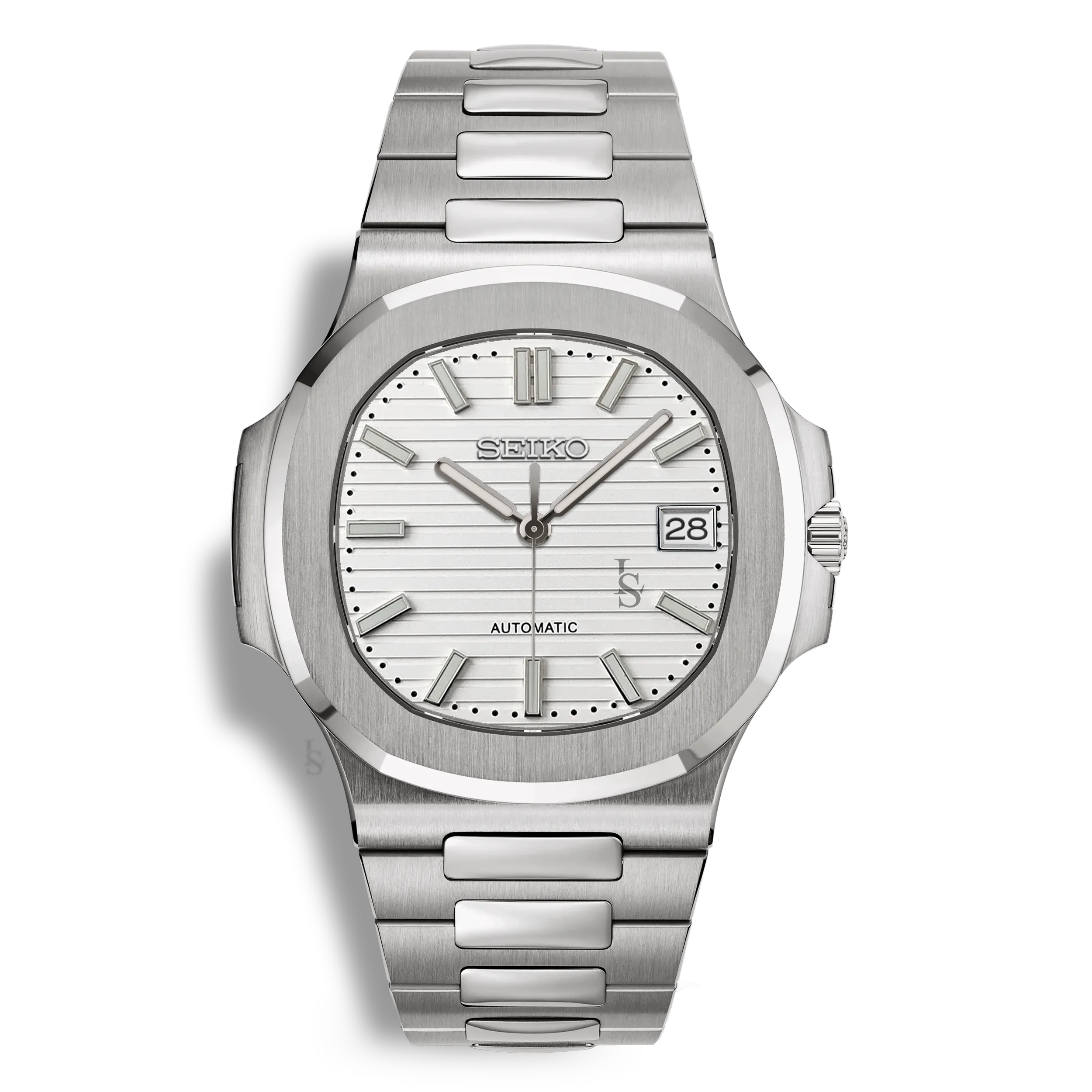 Montre Seiko Mod Nautilus blanche avec boîtier 41mm en acier inoxydable 316L et verre saphir inrayable