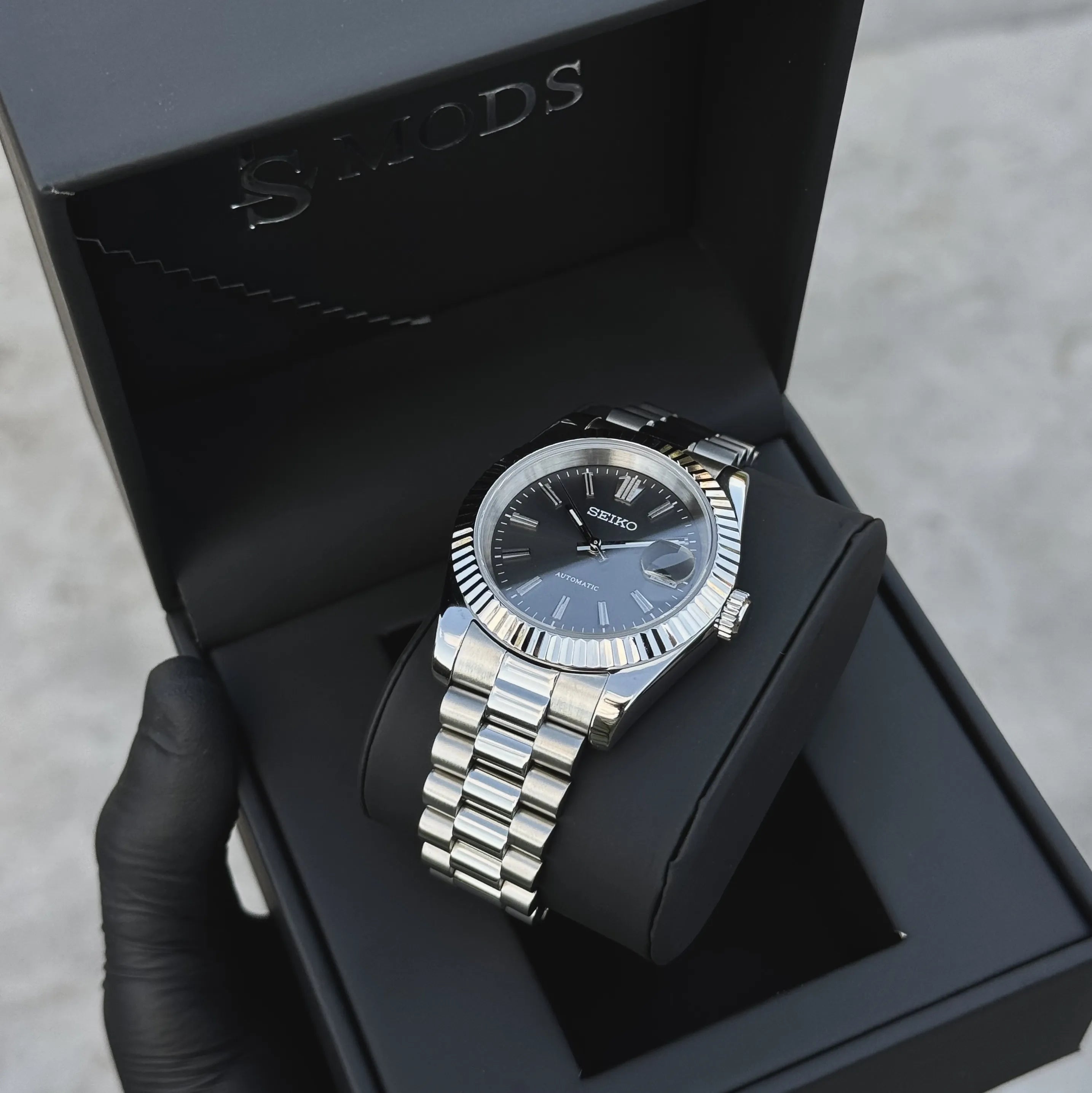 SeikoMod Datejust Grey Sunburst