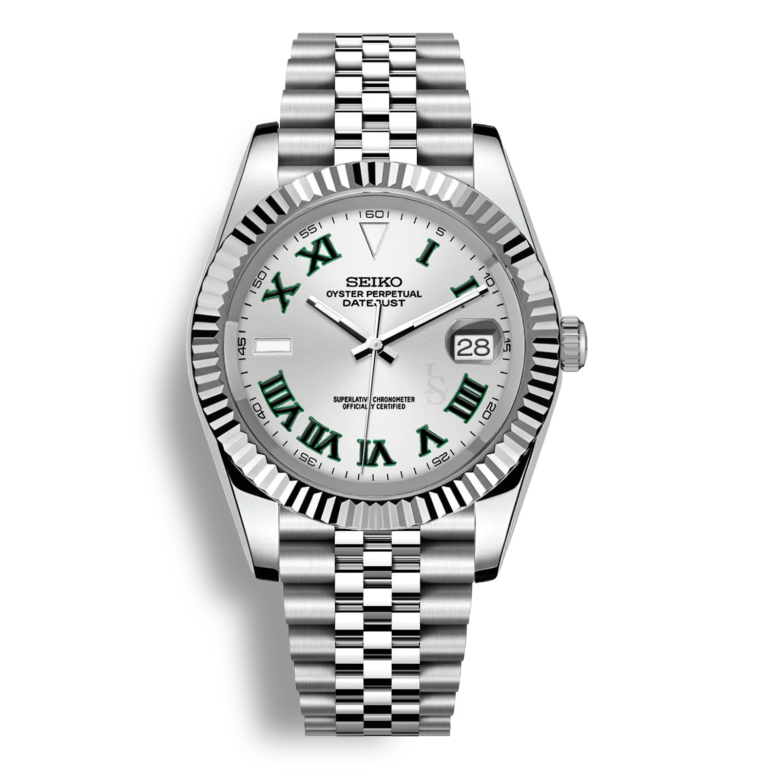 Montre Seiko Mod wimbledon cadran blanc à chiffres romains wimbledon avec affichage de la date et mouvement automatique Seiko NH35