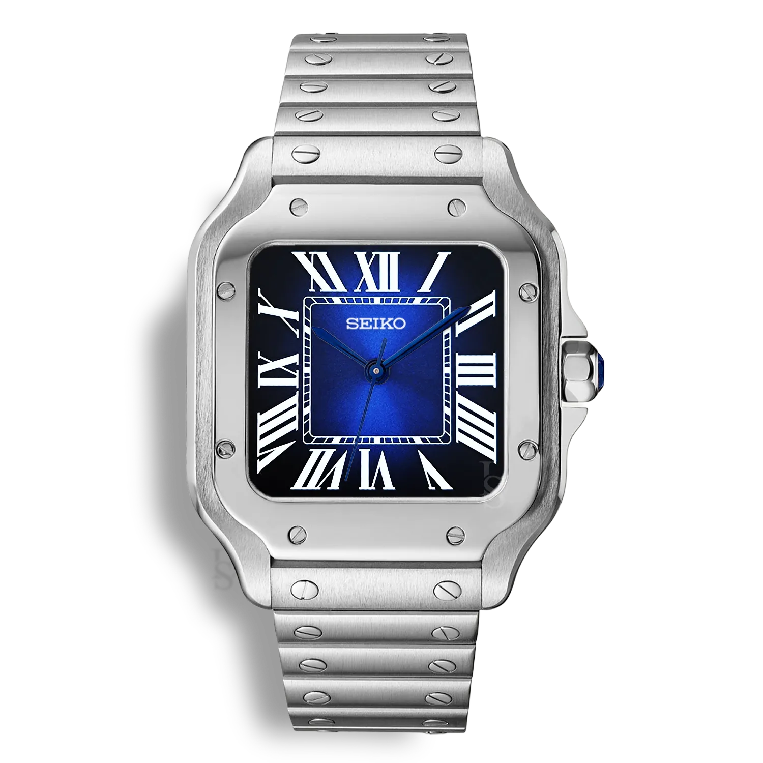Montre SeikoMod Santos cadran bleu soleillé avec aiguilles glaive bleues
