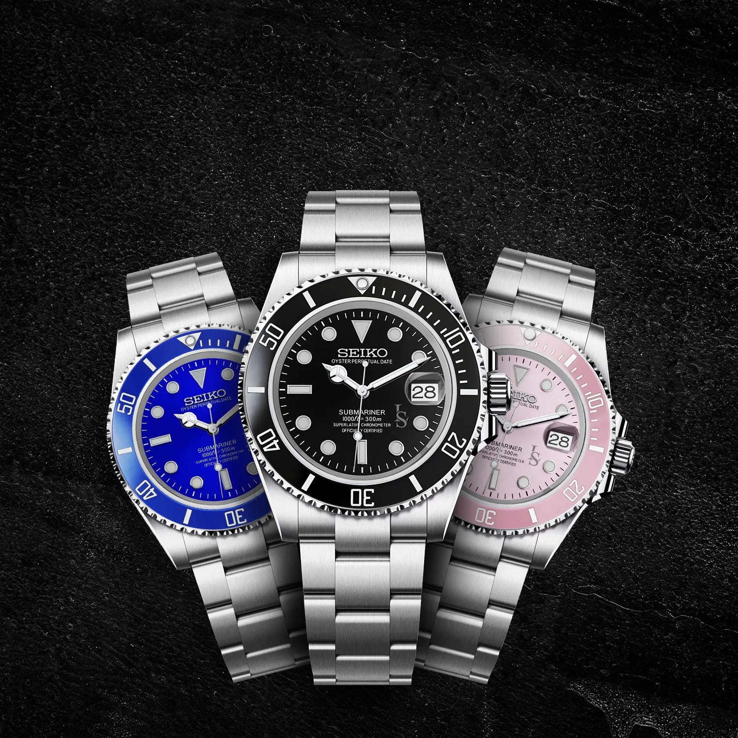 Collection de montres Seiko Mod Submariner au design intemporel et raffiné, hommage au modèle Rolex Submariner