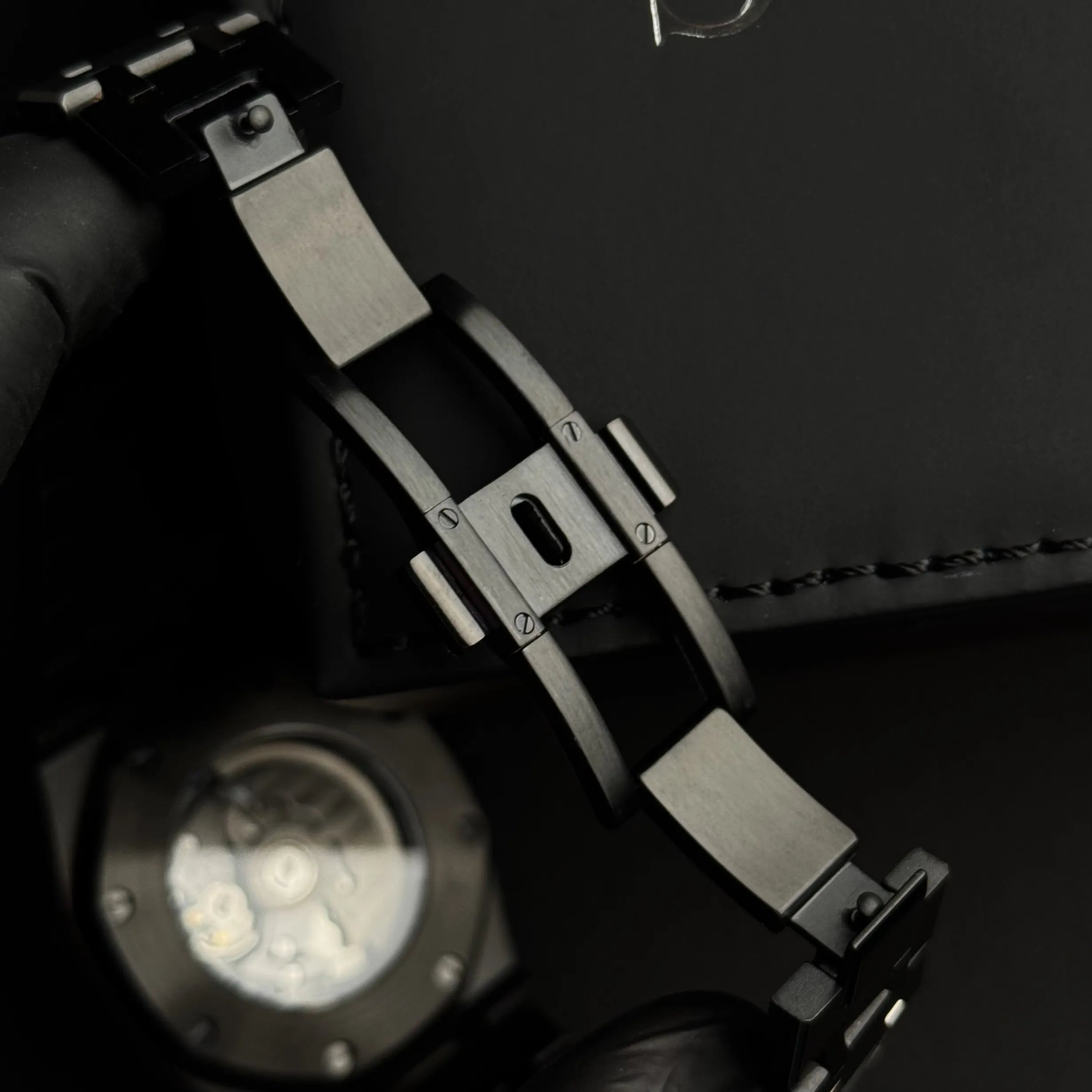 Fermoir déployant du bracelet Royal Oak Noir en acier inoxydable